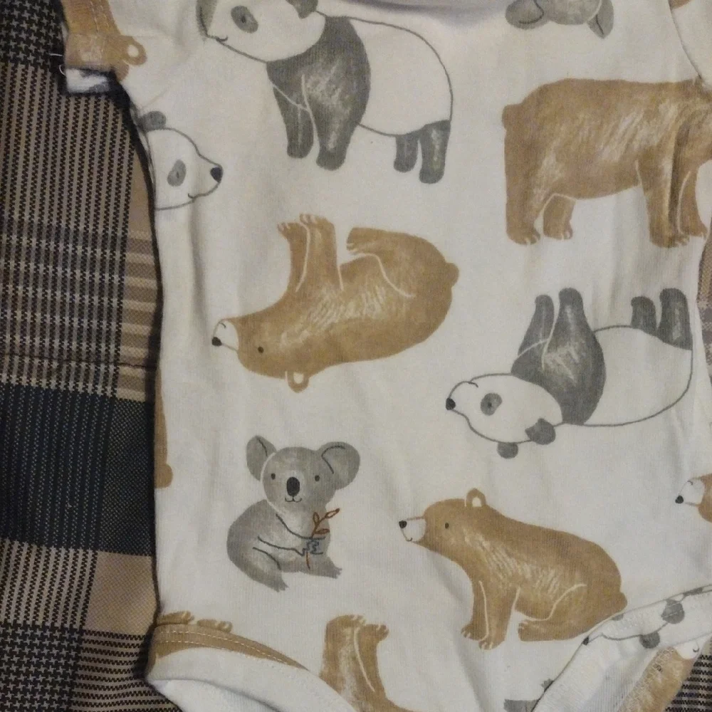 Carter's White and Brown Animal Print Bodysuits​